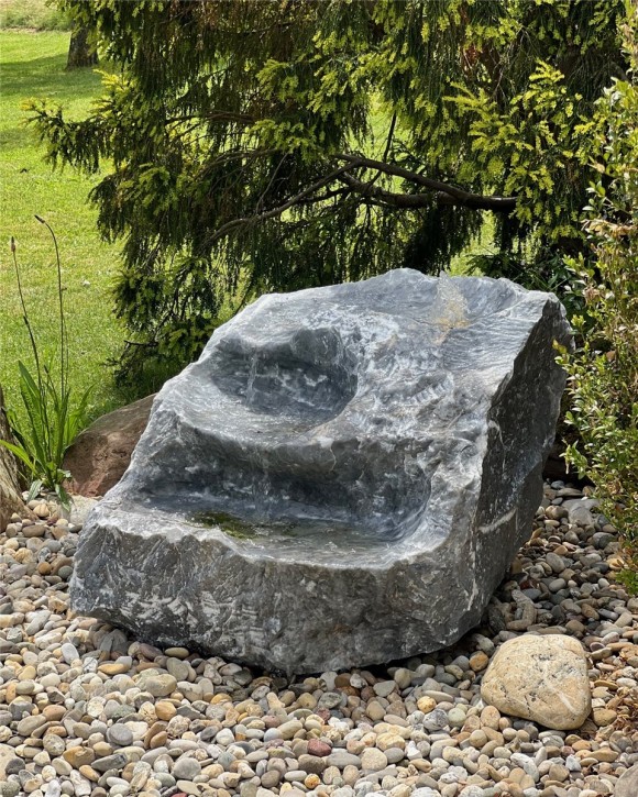Quellstein Bachlauf Marmor L80cm mit Quellschalen Gartenbrunnen Springbrunnen