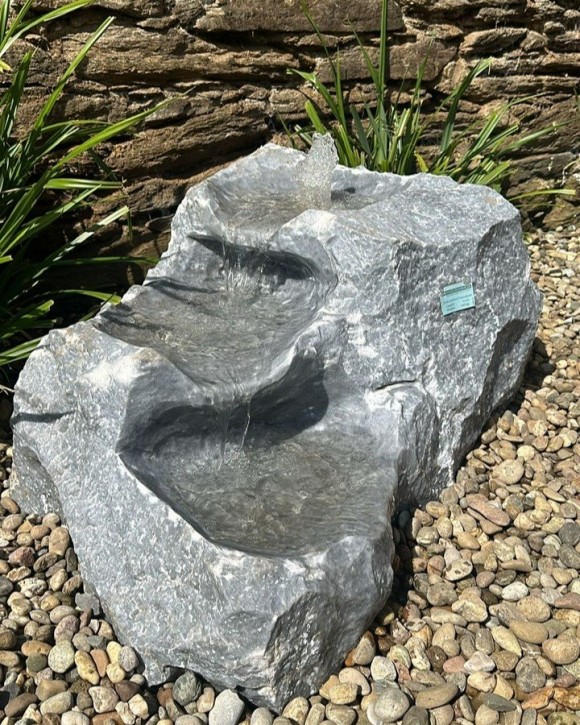 Quellstein Bachlauf Marmor L95cm mit Quellschalen Gartenbrunnen Springbrunnen