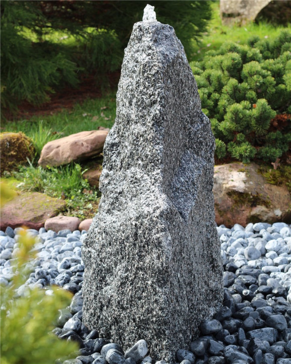 VERKAUFT! Quellstein Granit 109cm Naturstein Brunnen Komplettset Gartenbrunnen Springbrunnen