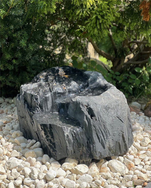 VERKAUFT! Quellstein Bachlauf Marmor Black Angel L90cm mit Quellschalen Gartenbrunnen Springbrunnen