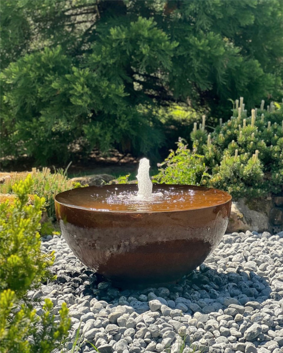 Cortenstahl Wasserschale Bowl 100 mit Fontäne Edelrost Gartenbrunnen Springbrunnen Komplettset