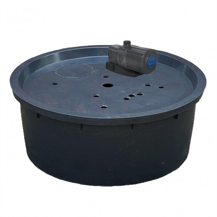 PE Becken mit GFK Deckel Ø88x35 | Pumpe Oase Aquarius Universal Classic 3000