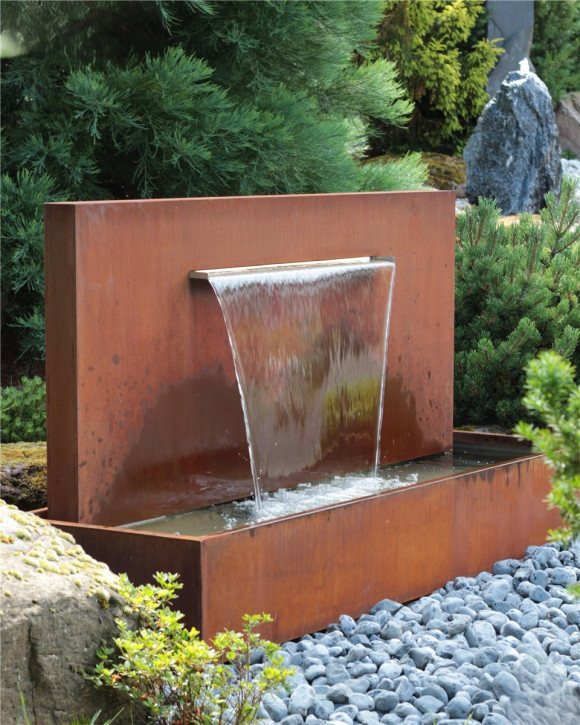 Cortenstahl Wasserfall L90cm XL Gartenbrunnen Edelrost Design