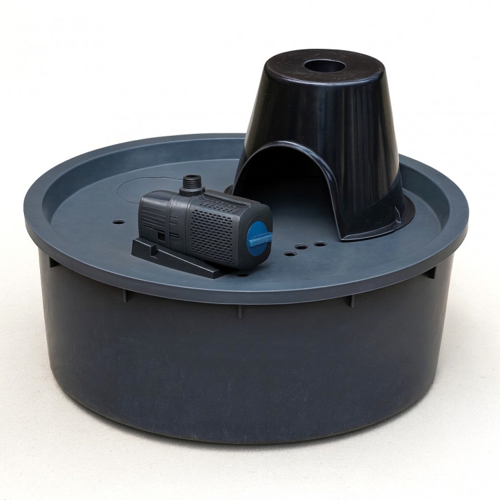 PE Becken mit GFK Deckel Ø88x35 + Stütze | Pumpe Oase Aquarius Universal 3000