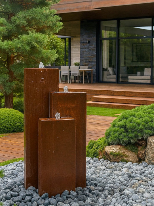 Cortenstahl Wasserwand Trio 100cm Edelrost Gartenbrunnen Springbrunnen Komplettset Cortenstahl Wasserwand Trio 100cm Edelrost Gartenbrunnen Springbrunnen Komplettset