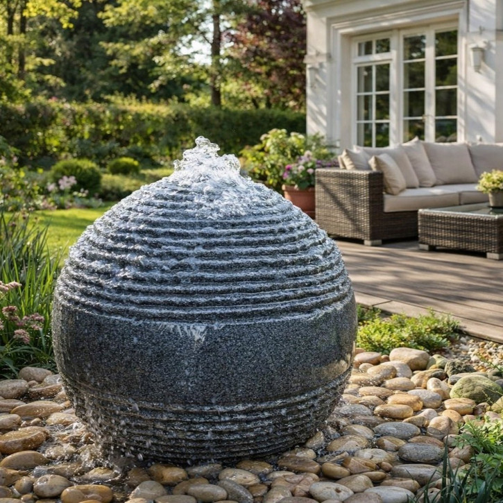 Quellstein Kugel Saturn 60 Granit Kugelbrunnen Gartenbrunnen Komplettset Quellstein Kugel Saturn 60 Granit Kugelbrunnen Gartenbrunnen Komplettset