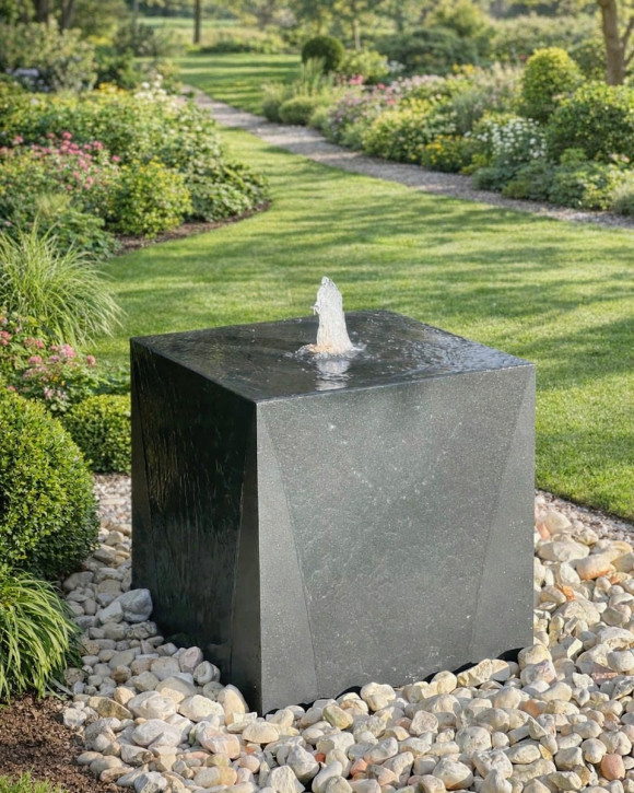 Metall Brunnen Würfel 50 cm anthrazit Gartenbrunnen Springbrunnen Komplettset