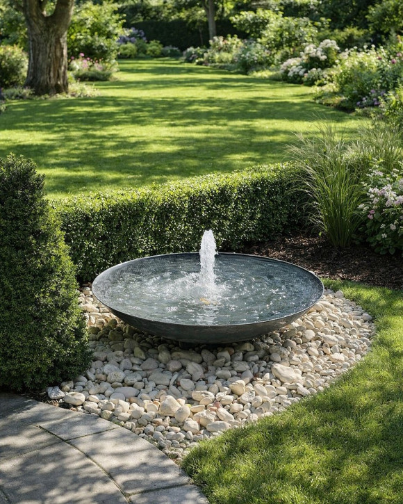 Wasserschale 80 mit Fontäne anthrazit grau Gartenbrunnen Springbrunnen Komplettset