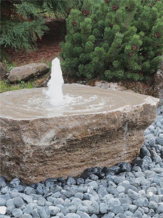 Quellstein Muschelkalk L100cm Naturstein Brunnen Komplettset Gartenbrunnen Springbrunnen