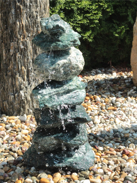 Quellstein Kaskaden 66cm Marmor Steinturm Gartenbrunnen Springbrunnen Komplettset