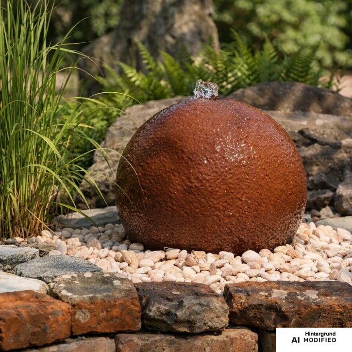 Quellstein Sandstein Kugel 35cm Naturstein Gartenbrunnen Springbrunnen Set