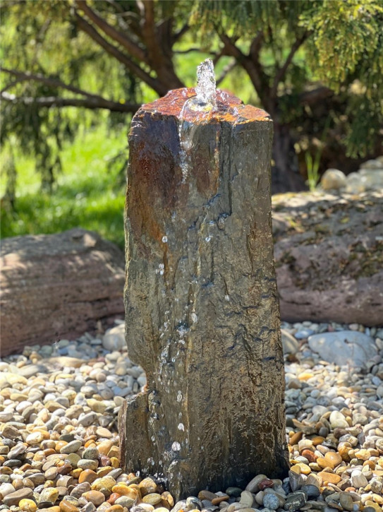Quellstein Schiefer Monolith 82cm Gartenbrunnen Springbrunnen Komplettset