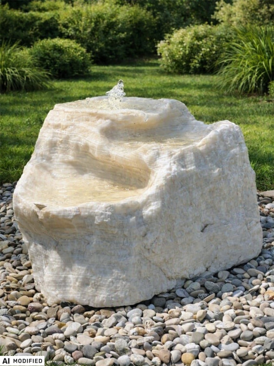 Quellstein Bachlauf Marmor L65cm mit Quellschalen Gartenbrunnen Springbrunnen