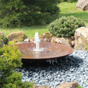 Cortenstahl Wasserschale 150 mit Fontäne Edelrost Springbrunnen Komplettset