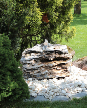 Quellstein Zebra Marmor L80cm mit Sprudelquelle Gartenbrunnen Springbrunnen