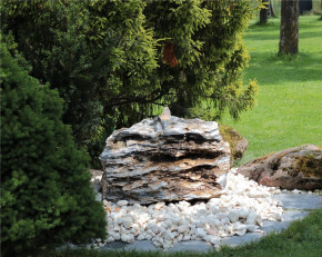 Quellstein Zebra Marmor L80cm mit Sprudelquelle Gartenbrunnen Springbrunnen