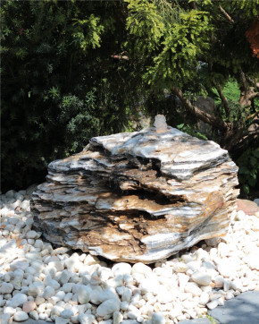 Quellstein Zebra Marmor L80cm mit Sprudelquelle Gartenbrunnen Springbrunnen