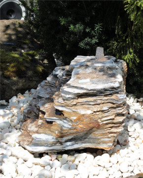 Quellstein Zebra Marmor L80cm mit Sprudelquelle Gartenbrunnen Springbrunnen