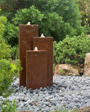 Cortenstahl Wasserwand Trio 100cm Edelrost Gartenbrunnen Springbrunnen Komplettset