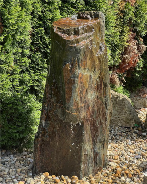Quellstein Monolith Schiefer 115cm mit Felsvorsprung Gartenbrunnen Springbrunnen