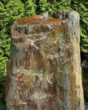 Quellstein Monolith Schiefer 115cm mit Felsvorsprung Gartenbrunnen Springbrunnen