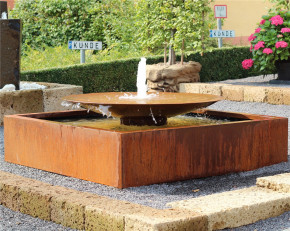 Cortenstahl Wasserschale 120 mit Fontäne Edelrost Springbrunnen Gartenbrunnen Komplettset