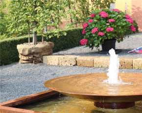 Cortenstahl Wasserschale 120 mit Fontäne Edelrost Springbrunnen Gartenbrunnen Komplettset