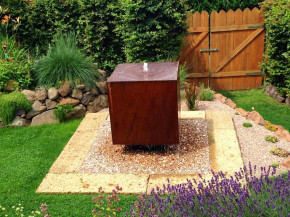 Cortenstahl Würfel 80 Schwebeoptik Gartenbrunnen Springbrunnen Komplettset