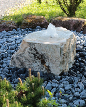 Quellstein Onyx Marmor 40cm mit Quellschale Gartenbrunnen Springbrunnen Komplettset