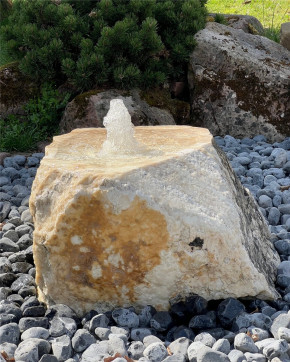 Quellstein Onyx Marmor 40cm mit Quellschale Gartenbrunnen Springbrunnen Komplettset