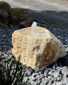 Quellstein Onyx Marmor 40cm mit Quellschale Gartenbrunnen Springbrunnen Komplettset