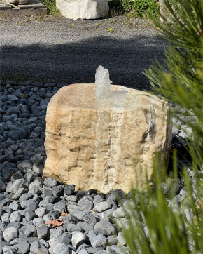 Quellstein Onyx Marmor 40cm mit Quellschale Gartenbrunnen Springbrunnen Komplettset