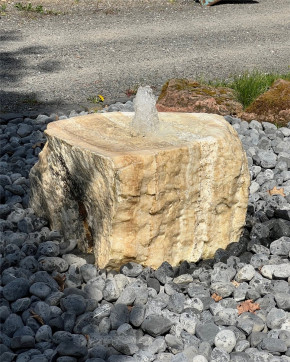 Quellstein Onyx Marmor 40cm mit Quellschale Gartenbrunnen Springbrunnen Komplettset