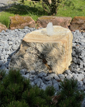 Quellstein Onyx Marmor 40cm mit Quellschale Gartenbrunnen Springbrunnen Komplettset