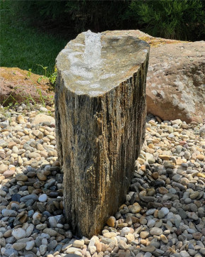 Quellstein Gneis 62cm mit Quellschale Naturstein Gartenbrunnen Springbrunnen Komplettset
