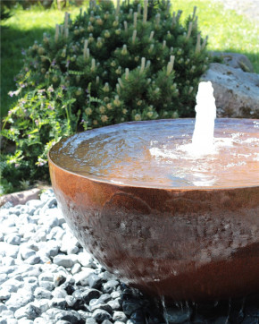 Cortenstahl Wasserschale Bowl 100 mit Fontäne Edelrost Gartenbrunnen Springbrunnen Komplettset