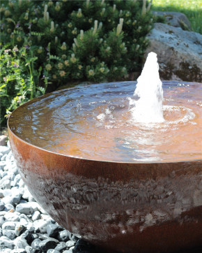 Cortenstahl Wasserschale Bowl 100 mit Fontäne Edelrost Gartenbrunnen Springbrunnen Komplettset