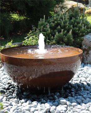 Cortenstahl Wasserschale Bowl 100 mit Fontäne Edelrost Gartenbrunnen Springbrunnen Komplettset