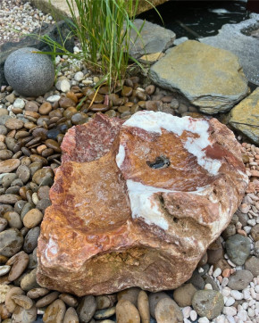 Quellstein Bachlauf Marmor Flamingo L42cm Naturstein Gartenbrunnen Springbrunnen