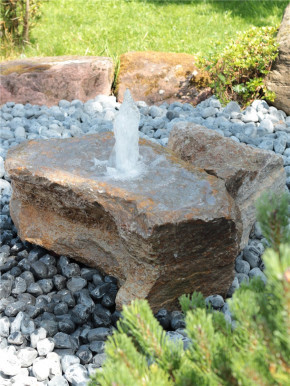 Quellstein Muschelkalk L100cm mit Quellschale Gartenbrunnen Springbrunnen