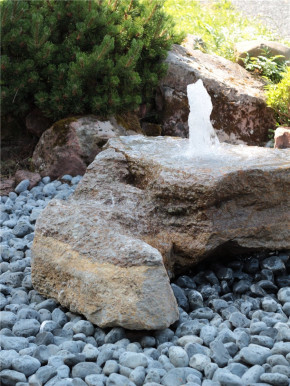 Quellstein Muschelkalk L100cm mit Quellschale Gartenbrunnen Springbrunnen