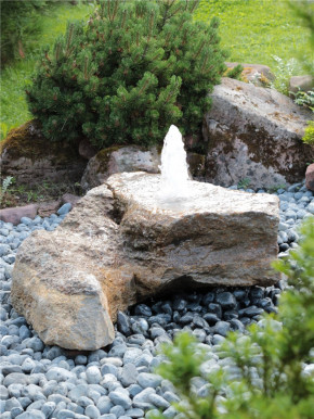 Quellstein Muschelkalk L100cm mit Quellschale Gartenbrunnen Springbrunnen