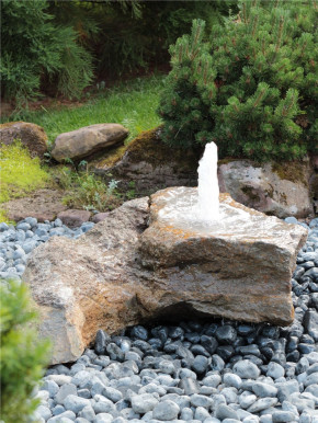 Quellstein Muschelkalk L100cm mit Quellschale Gartenbrunnen Springbrunnen