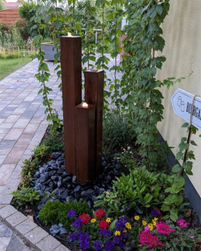 Cortenstahl Säulen Trio 100/10 Edelrost Gartenbrunnen Springbrunnen Komplettset