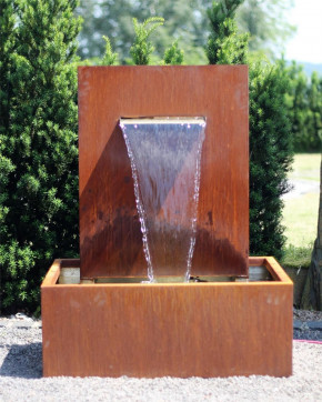 Wasserspiel Cortenstahl Wasserfall L30cm Gartenbrunnen Edelrost Design