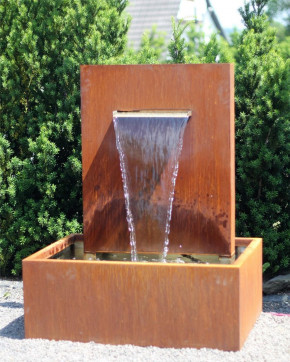 Wasserspiel Cortenstahl Wasserfall L30cm Gartenbrunnen Edelrost Design