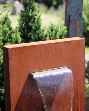 Wasserspiel Cortenstahl Wasserfall L30cm Gartenbrunnen Edelrost Design