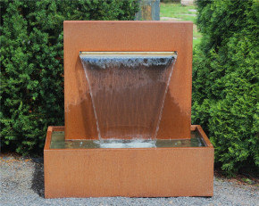 Cortenstahl Wasserfall L60cm mit Becken Gartenbrunnen Edelrost Design