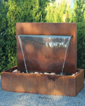 Wasserspiel Cortenstahl Wasserfall L 90 cm Gartenbrunnen Edelrost Design