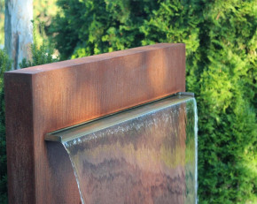 Wasserspiel Cortenstahl Wasserfall L 90 cm Gartenbrunnen Edelrost Design